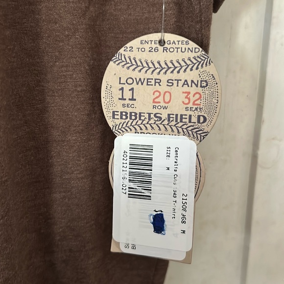 NWT Ebbets Field Flannels Brown T-shirt Medium Centralia Cubs Retro Unisex - Picture 6 of 7